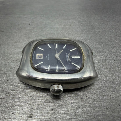 Seiko Automatic Tank Watch Women 24mm Blue Dial Steel Date 2205-3031 PARTS6