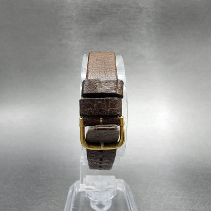 Lucien Piccard Dufonte Tank Watch Women 21mm Gold Dial Gold Tone Rectangle Runs