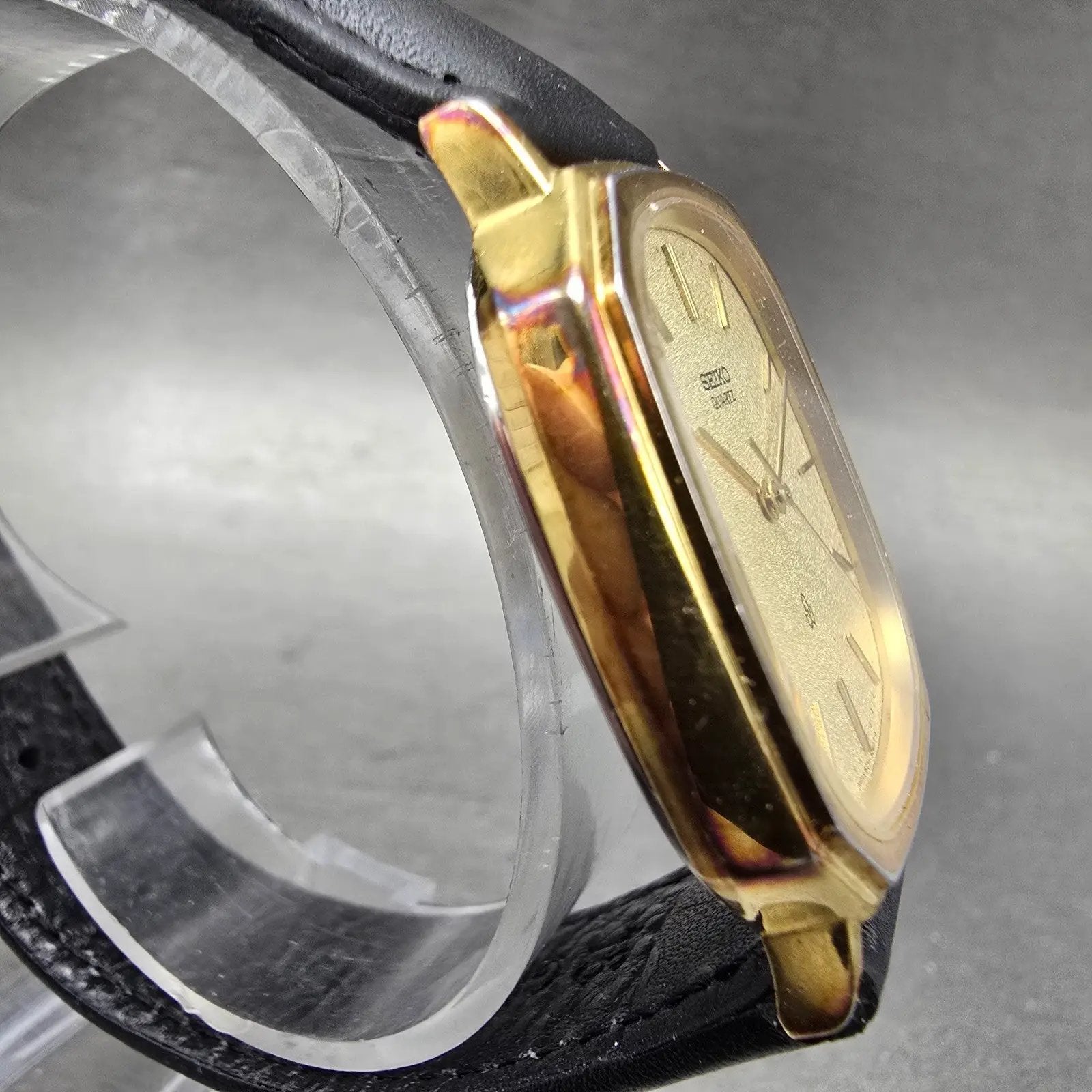 Seiko Watch Men 30mm Champagne Dial Gold Tone Octagon 6431-5030 New Battery3