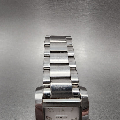 Coach Tank Watch Women 22mm White Dial Stainless Steel Date Rectangle New Batt6