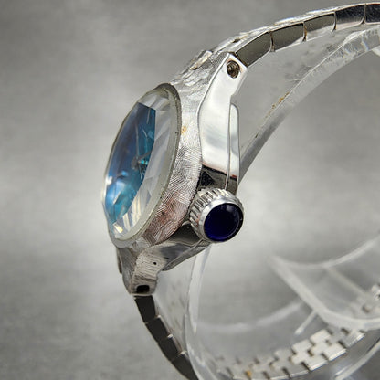 Seiko Watch Women 21mm Blue Dial Silver Tone Round 170830 Manual Runs2