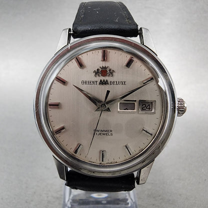 Orient AAA Deluxe Watch Men 35mm Silver Dial Steel Daydate Automatic READ!! RUNS
