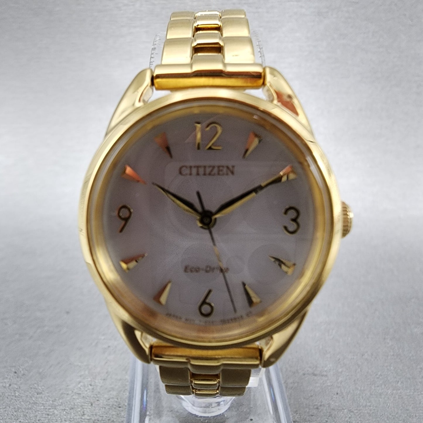 Citizen EcoDrive Watch Women 27mm White Dial Gold Tone Round EM068274A Works1