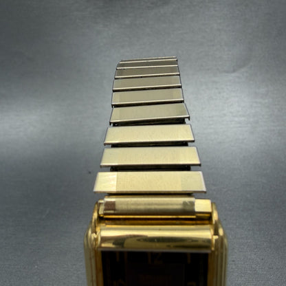 Gruen Tank Watch Men 26mm Black Dial Gold Tone Rectangle 227-V253 New battery4