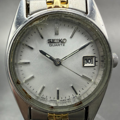 Seiko Watch Women 25mm White Dial Silver Tone Date 7n83-0011 Round NewBatt 871