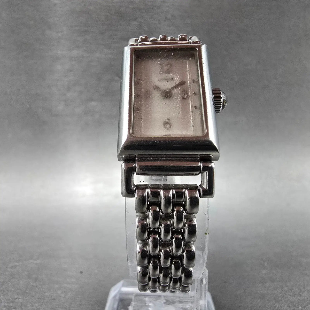 Coach Tank Watch Women 17mm Silver Dial Silver Tone Rectangle 0820 New Battery5