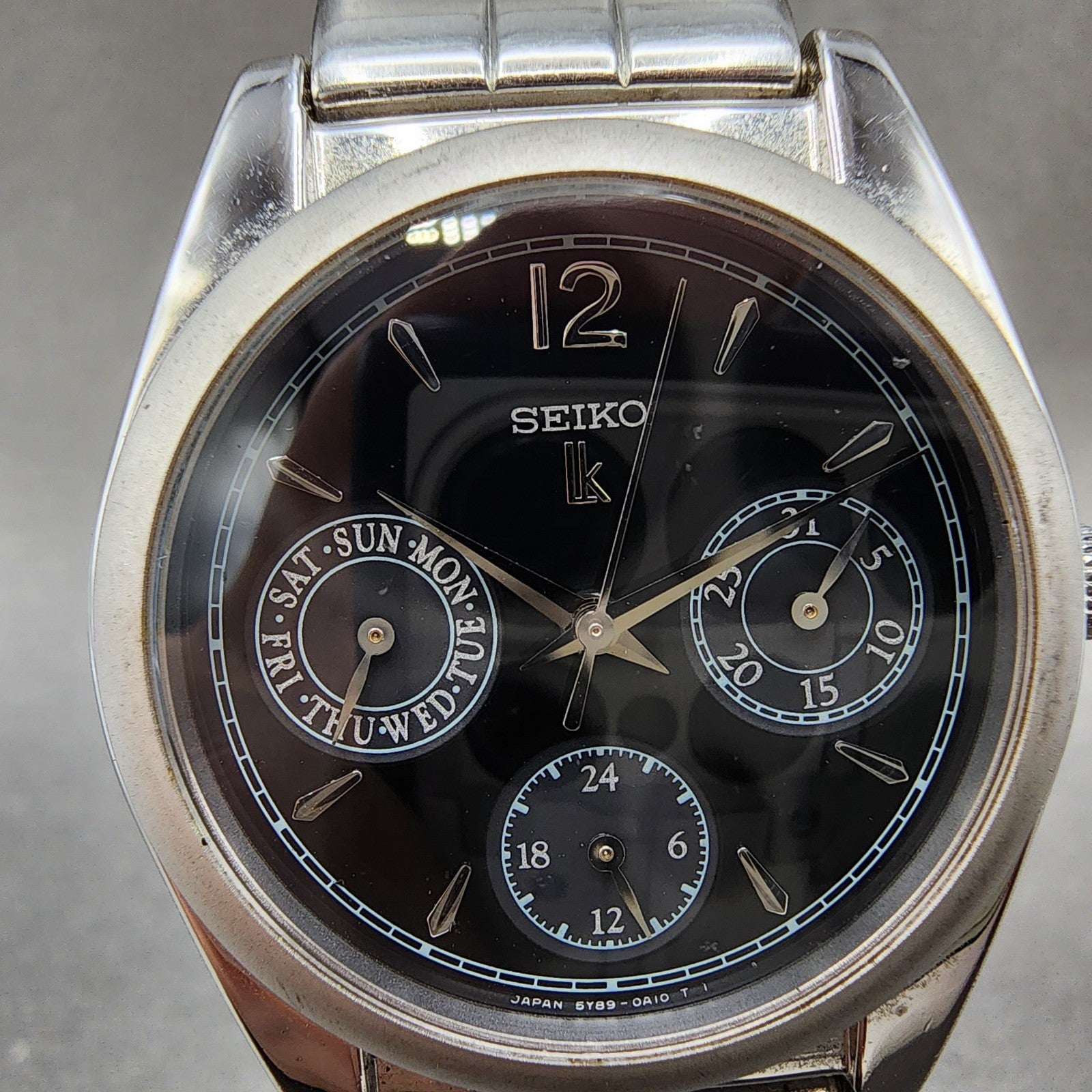 Seiko Lukia Watch Women 31mm Black Dial Silver Tone Daydate 5y890a10 NewBattery1