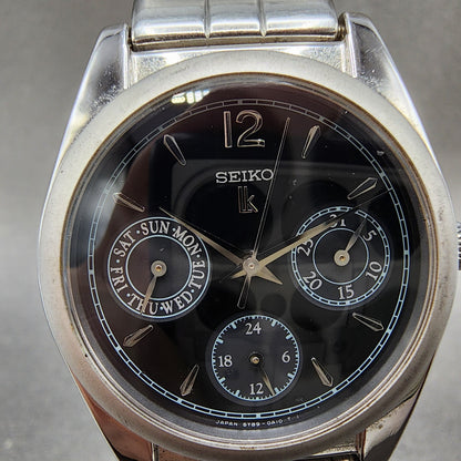 Seiko Lukia Watch Women 31mm Black Dial Silver Tone Daydate 5y890a10 NewBattery1