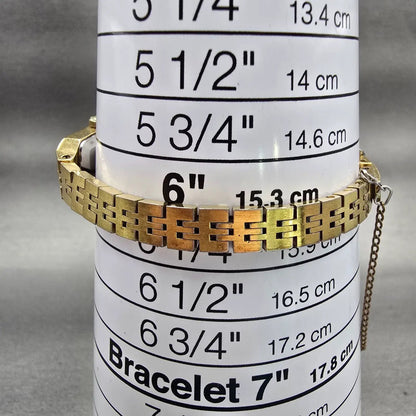 Seiko Watch Women 12mm Gold Dial Gold Tone Rectangle 1320-5029 New Battery VTG9