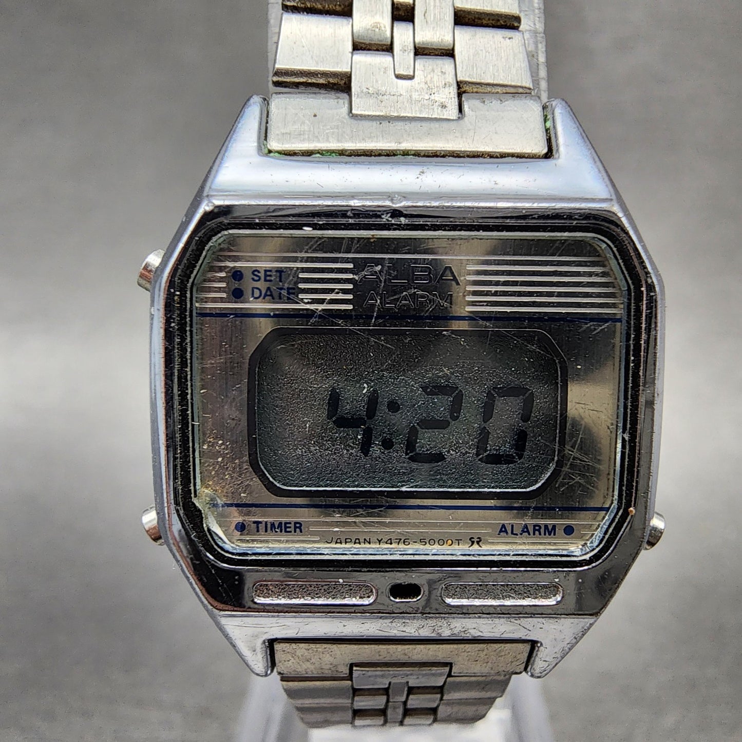 Seiko ALBA Digital Watch Women 24mm Digital Silver Tone Octagon New Battery1