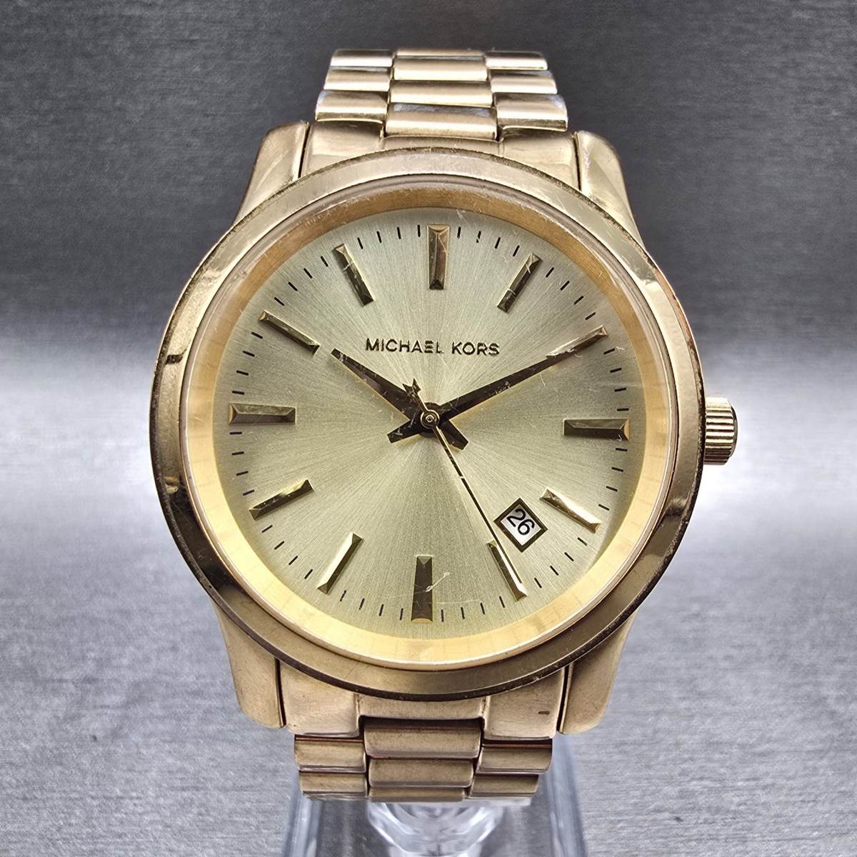 Michael Kors Jet Set Watch Women 38mm Gold Champagne Dial Gold MK5160 New Batt0