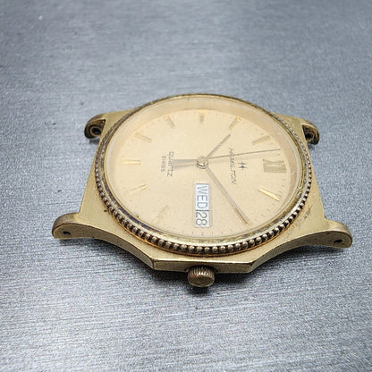 Hamilton Watch Men 32mm Gold Dial Gold Tone Daydate READ!!! 9978 New Batt5