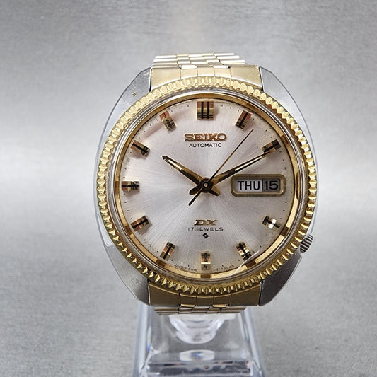 Seiko DX Automatic Watch Men 37mm Silver DIal Two Tone Daydate Round Runs0