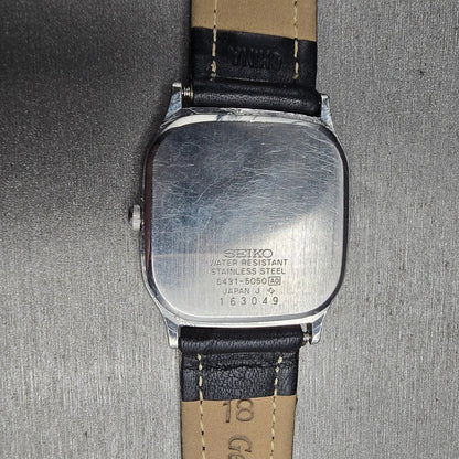 Seiko Tank Watch Men 30mm Silver Dial Silver Rectangle 6431-5050 New Battery10