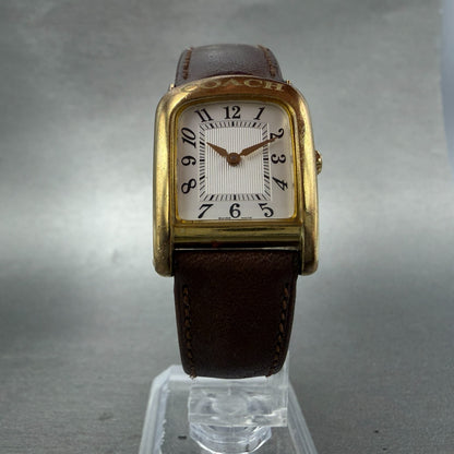 Coach Watch Women 21mm Silver Dial Gold Tone Rectangle W001 PARTS Vintage6