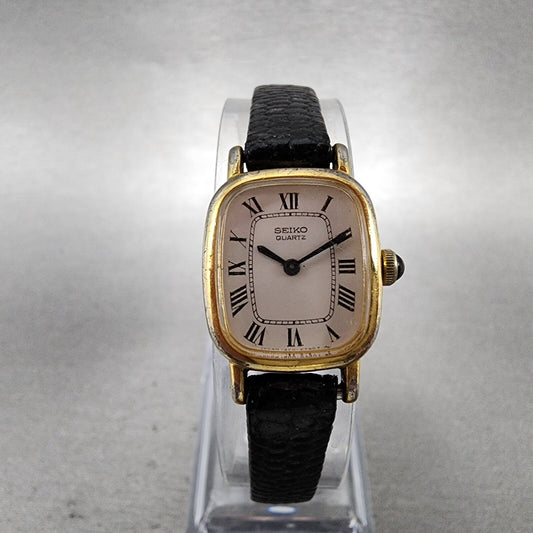 Seiko Watch Women 16mm White Dial Gold Tone Rectangle 14006560 New Battery0