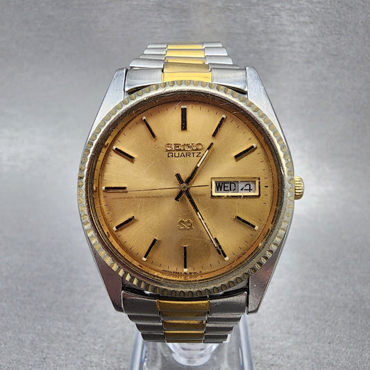Seiko SQ President Watch Men 36mm Gold Dial Two Tone Daydate 69238080 PARTS0