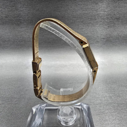 Citizen CQ Watch Women 13mm Gold Dial Gold Tone Rectangle 2200-222857 New Batt L8