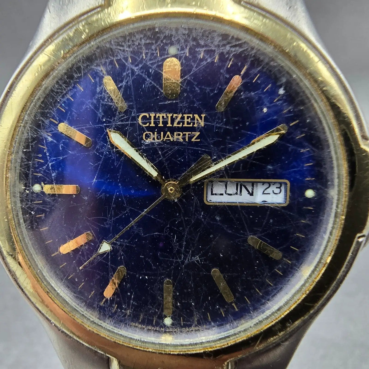 Citizen Watch Men 36mm Blue Dial Two Tone Daydate Round 2500-S99329 PARTS JP22