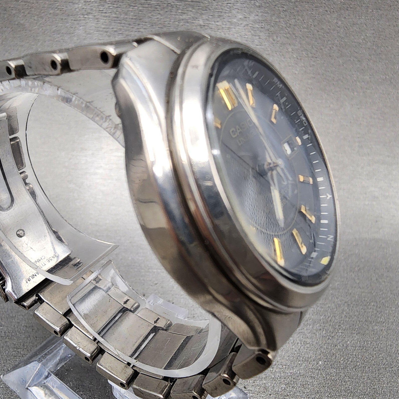 Casio Lineage Watch Men 40mm Gray Dial Tiatainum Tone Date Solar LIW110t Runs3