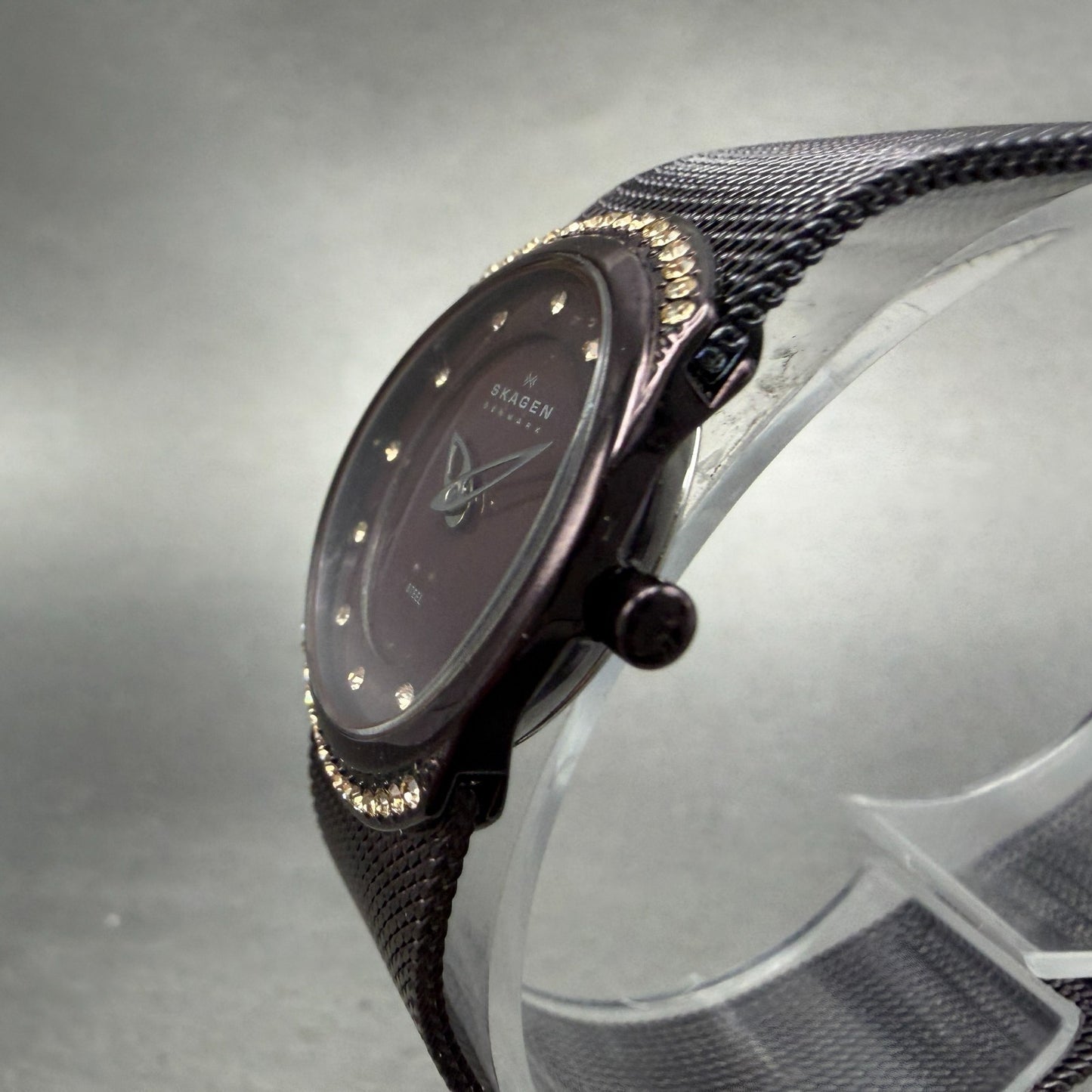 Skagen Watch Women 23mm MOP Dial Purple Tone Ovel Cyrtstals 686XSMM New Battery2