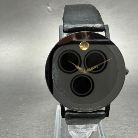 Movado Museum Watch Men 31mm Black Dial Black Tone Round 87.40.882 New Battery0