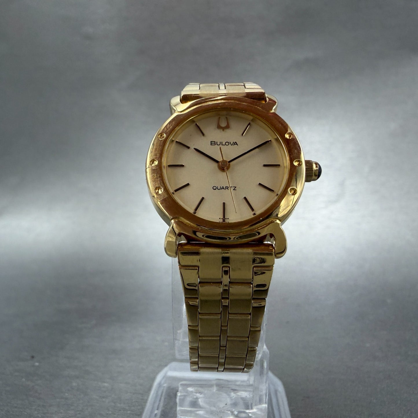 Bulova Watch Women 24mm Champagne Dial Gold Tone Round New Battery Vintage5