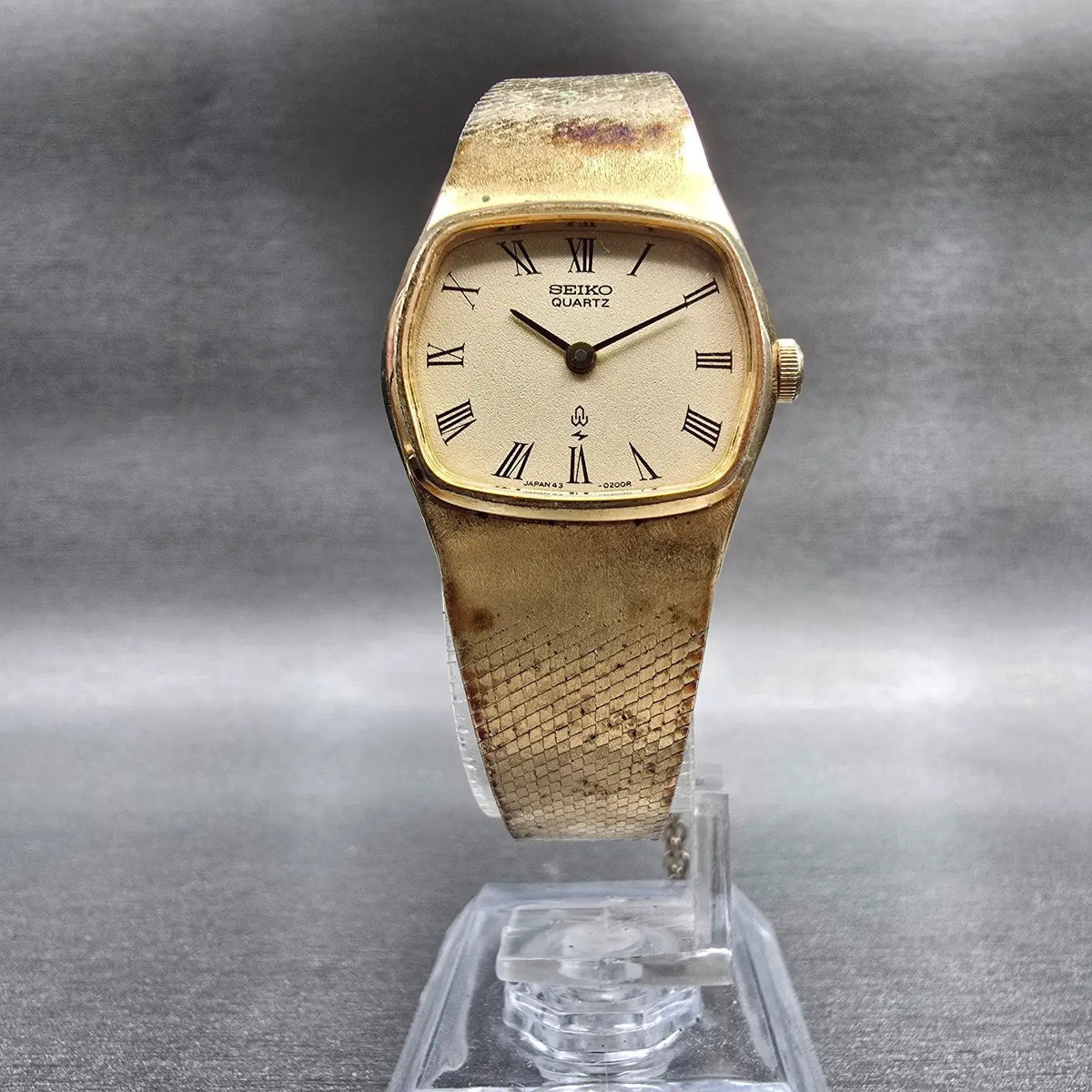 Seiko Watch Women 22mm Gold Dial Gold Tone Oval 43-3120 New Battery Vintage5