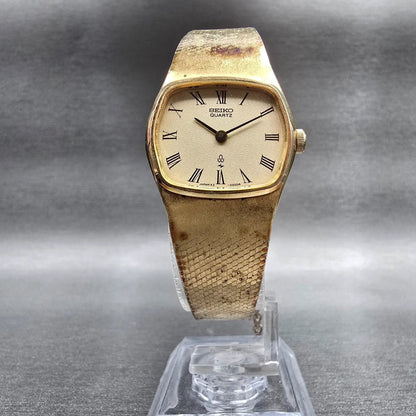 Seiko Watch Women 22mm Gold Dial Gold Tone Oval 43-3120 New Battery Vintage5