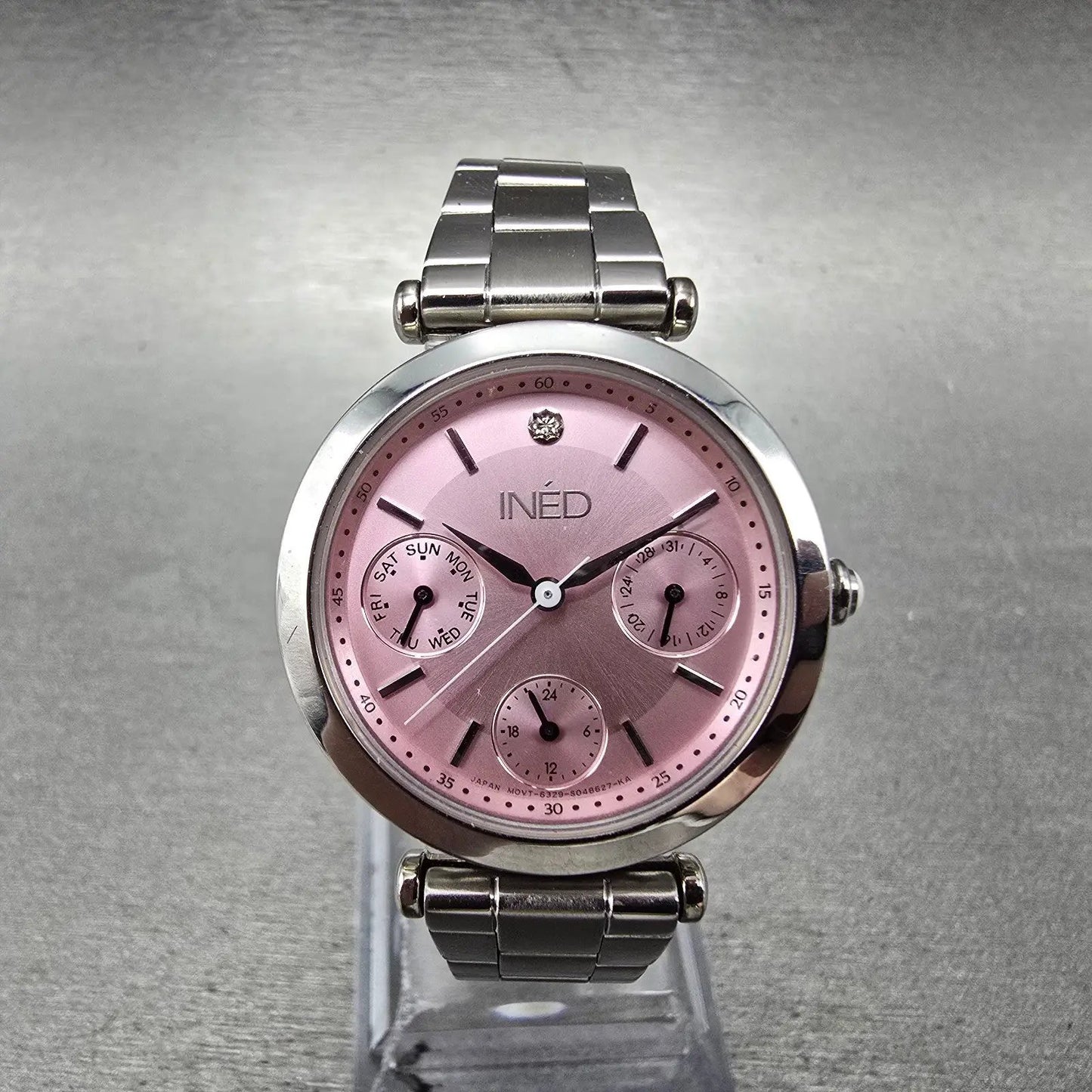 Citizen Ined Watch Women 30mm Pink Dial Silver Tone Daydate 6329-S028914 NewBat0