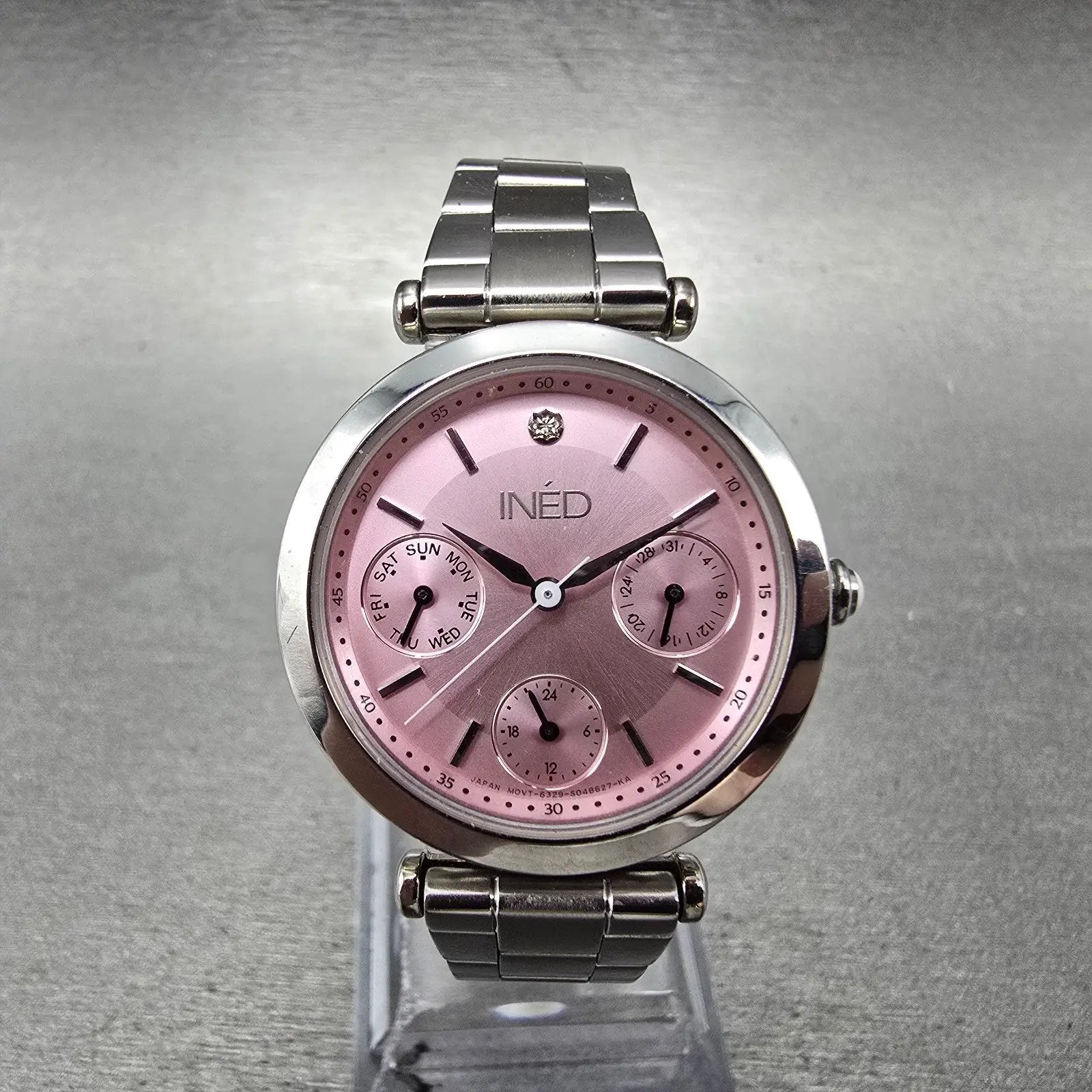 Citizen Ined Watch Women 30mm Pink Dial Silver Tone Daydate 6329-S028914 NewBat0