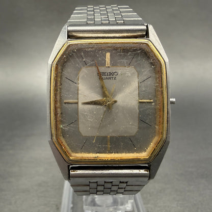 Seiko Watch Men 28mm Silver Dial Two Tone Octagon 6531-5010 Vintage PARTS0