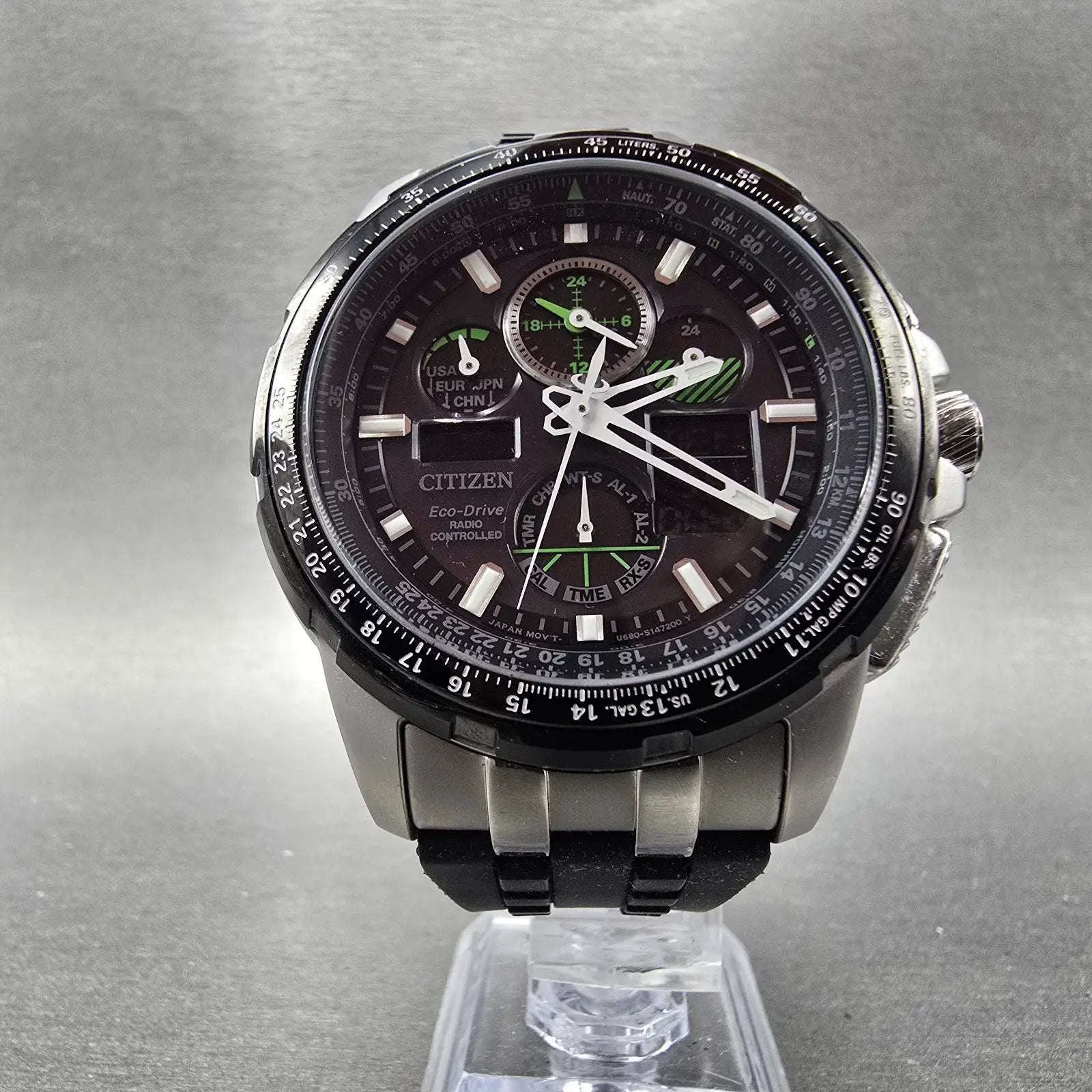 Citizen Skyhawk A-T Watch Men 47mm Black Dial Steel Eco-Drive JY8051-08E Works5