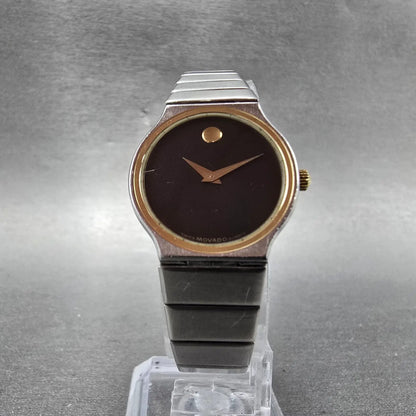 Movado Watch Women 23mm Black Dial Two Tone Round 85-40-881 New Battery Vintage5