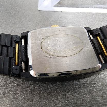 Seiko Watch Women 22mm Analgo Digital Black Tone Rectangle E0295619 New Battery9