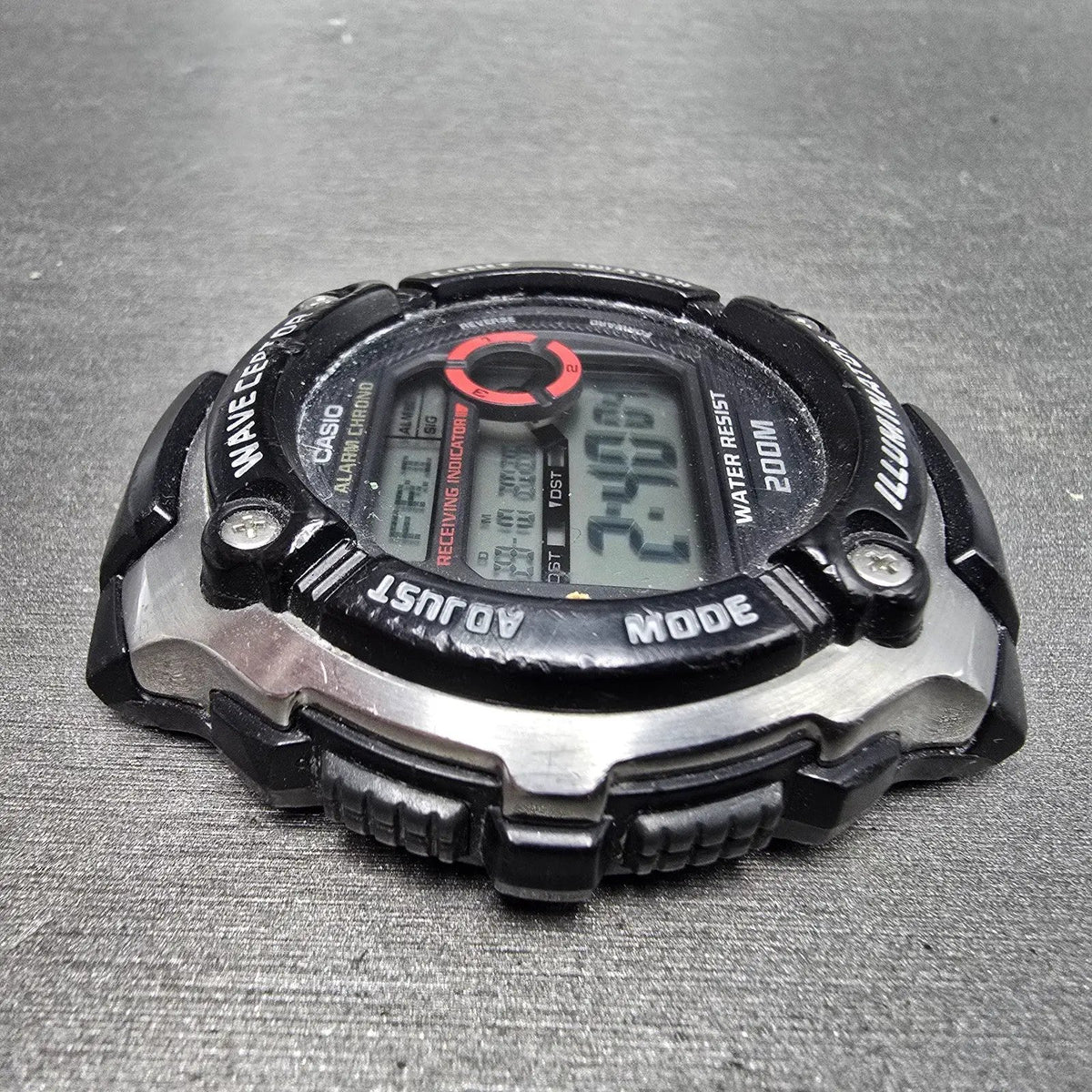 Casio Waveceptor Watch Men 48mm Digital Black Silver Alarm Chrono WV-M200 READ!!3
