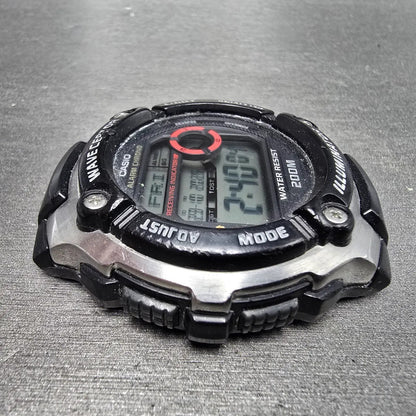 Casio Waveceptor Watch Men 48mm Digital Black Silver Alarm Chrono WV-M200 READ!!3
