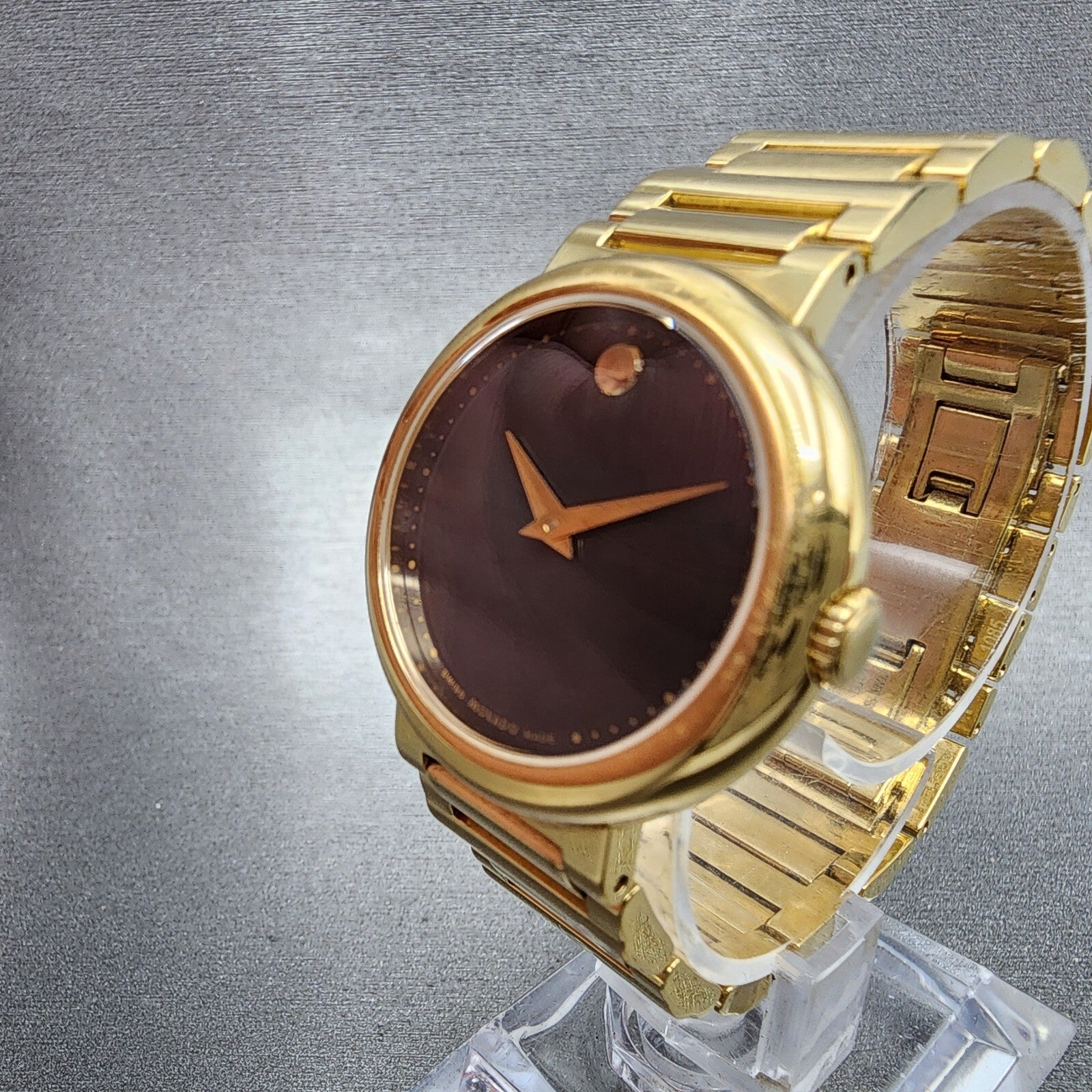 Movado Concerto Watch Women 30mm Black Dial Gold Tone Round New Battery2