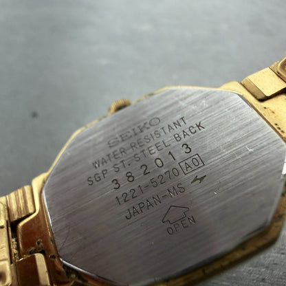 Seiko Watch Women 20mm Champagne Dial Gold Tone Octagon 1221-5270 New Battery9