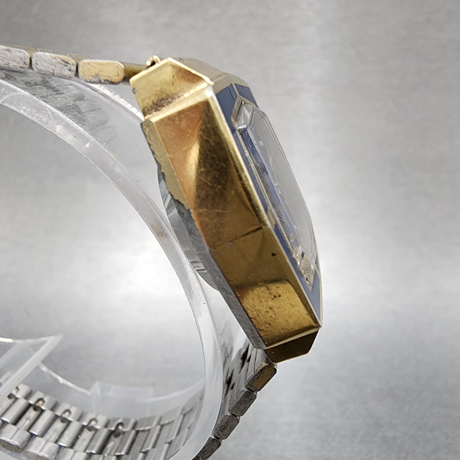 Seiko Automatic Watch Women 27mm Blue Dial Gold Tone Octagon Daydate Runs VTG3