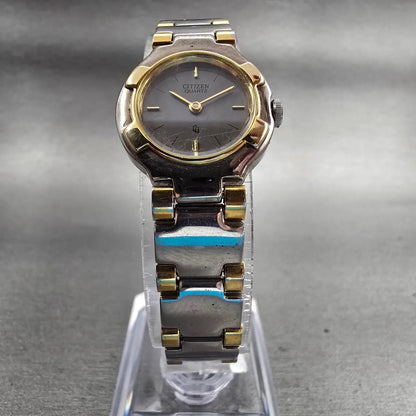 Citizen CQ Watch Women 20mm Silver Dial Two Tone Round 5920-S49593 New Battery G5