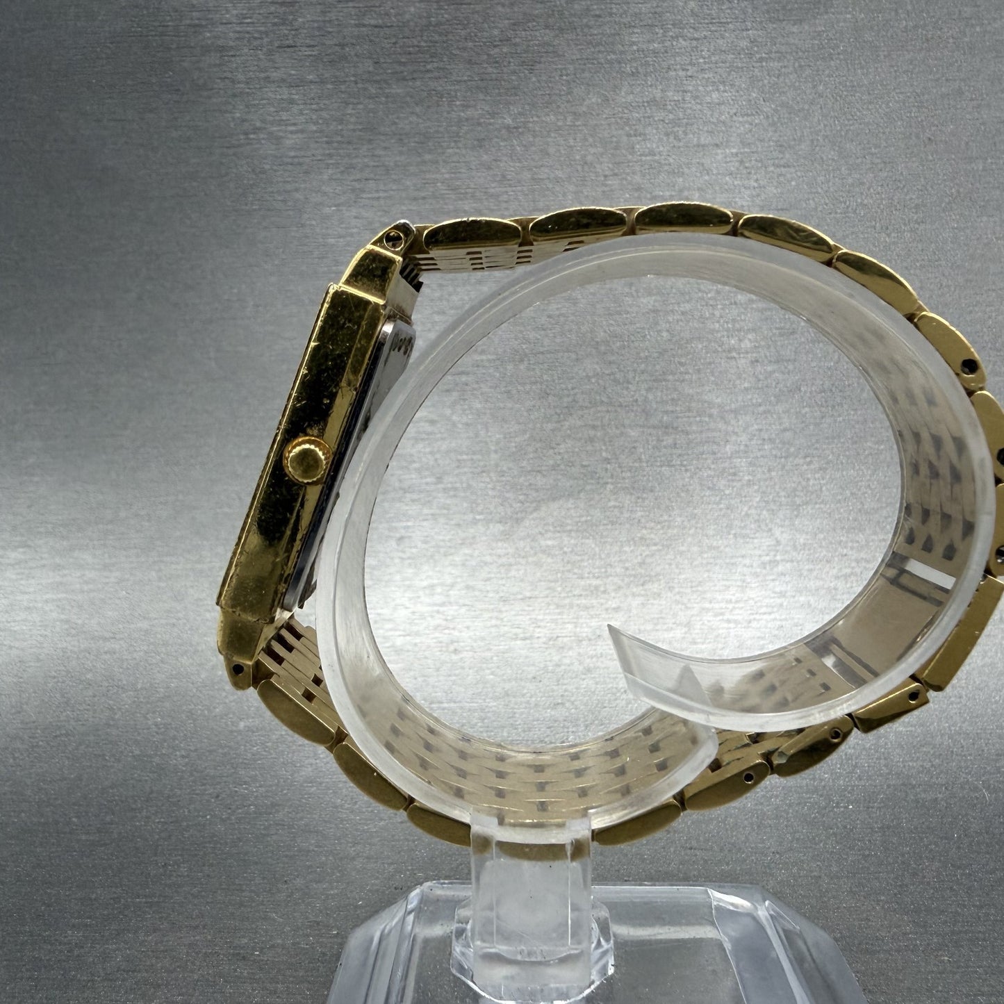 Wittnauer QWR Tank Watch Men 23mm Gold Dial Gold Tone Rectangle New Battery ABC6