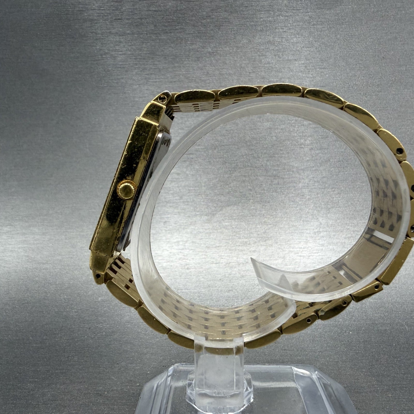 Wittnauer QWR Tank Watch Men 23mm Gold Dial Gold Tone Rectangle New Battery ABC6