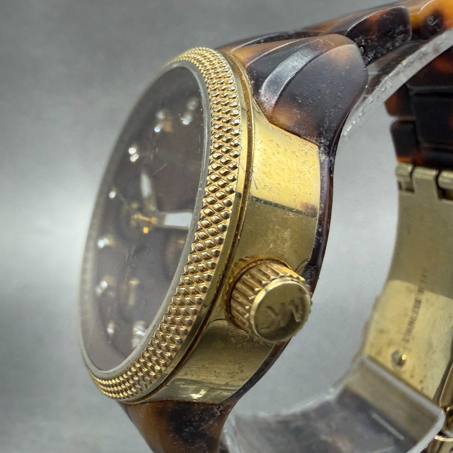 Michael Kors Watch Women 37mm Brown Dial Gold Tone Tortas Daydate New Battery 7T2