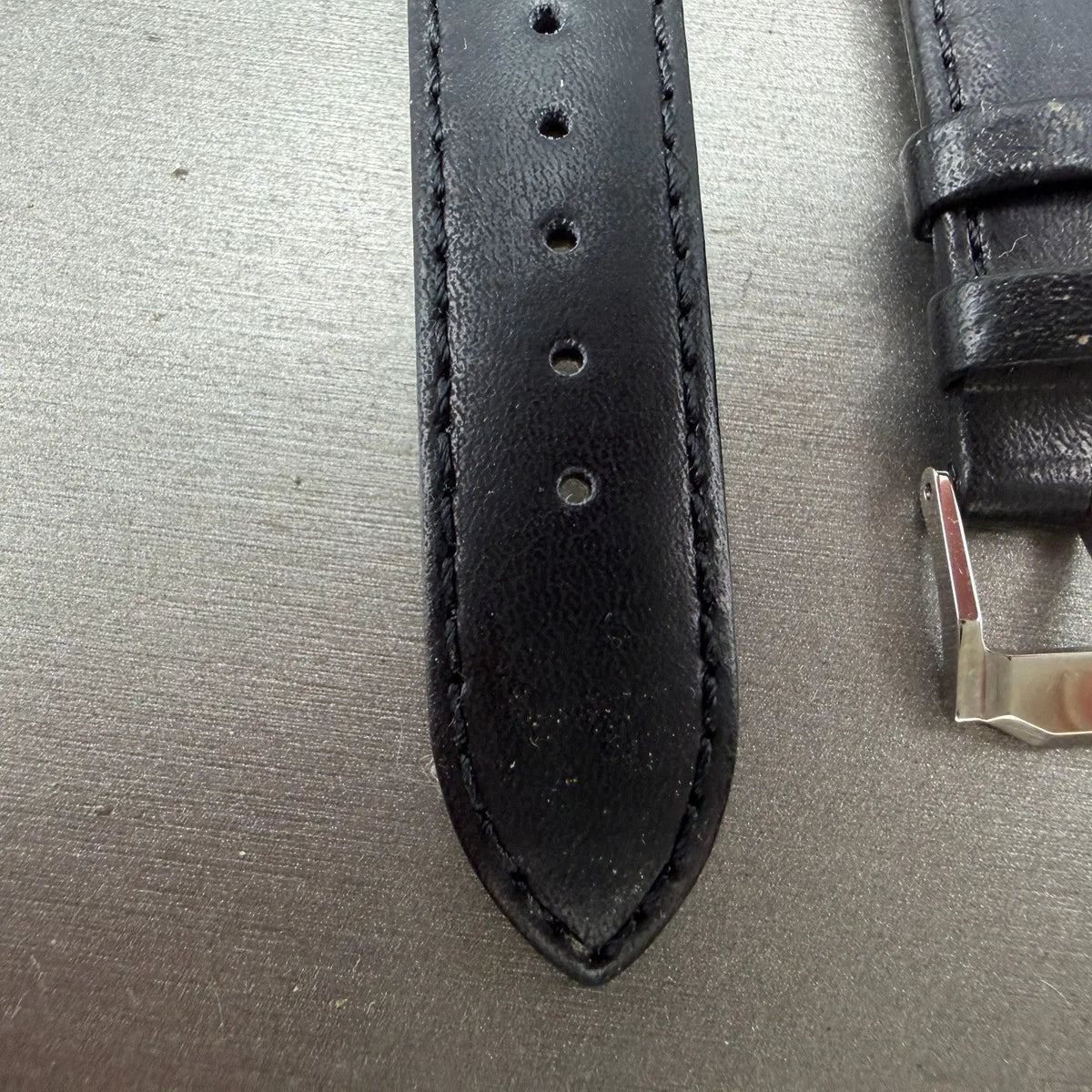 Movado 20mm Leather Band Black 2053 Cut out For lugs Silver Buckle3
