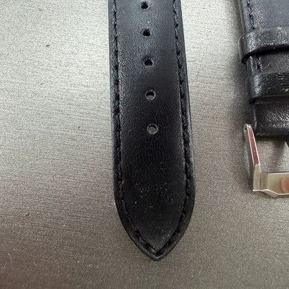 Movado 20mm Leather Band Black 2053 Cut out For lugs Silver Buckle3