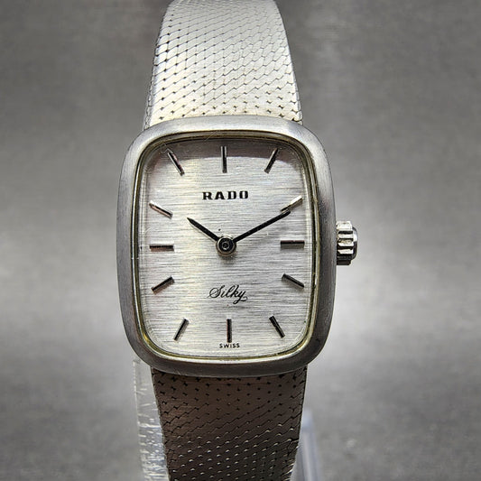 Rado Silky Watch 19mm Women Silver Dial Silver Tone Manual Rectangle Runs0