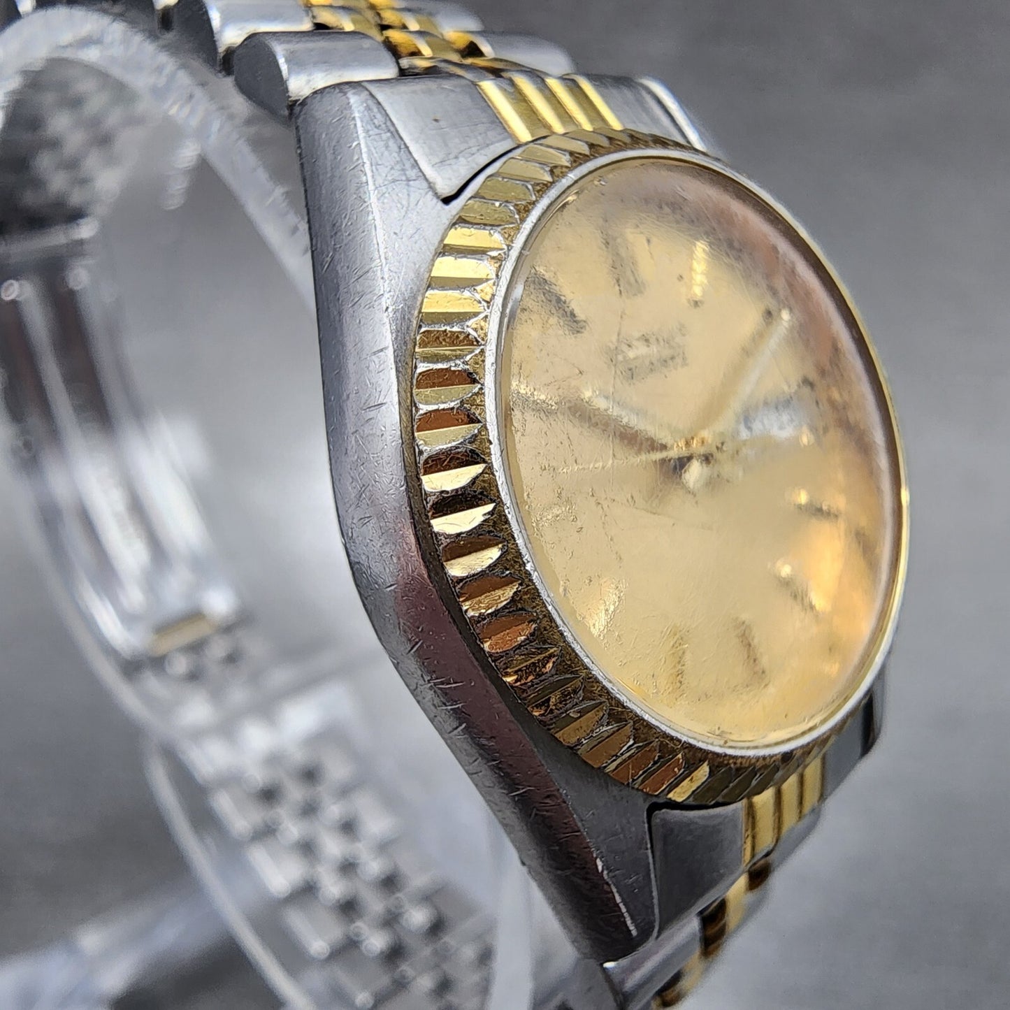 Seiko Watch Women 24mm Gold Dial Two Tone Daydate Round 7n830049 New Battery4