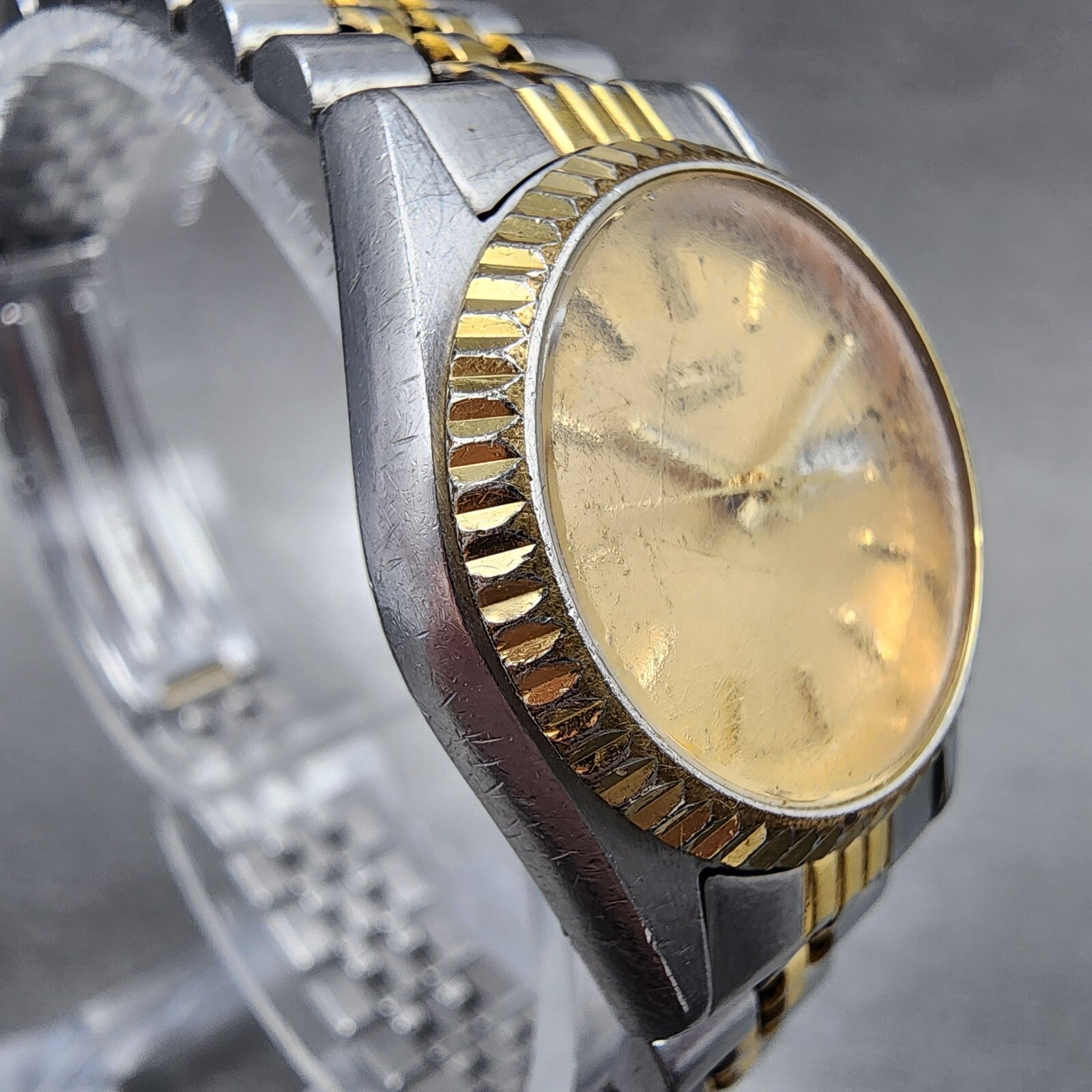 Seiko Watch Women 24mm Gold Dial Two Tone Daydate Round 7n830049 New Battery4