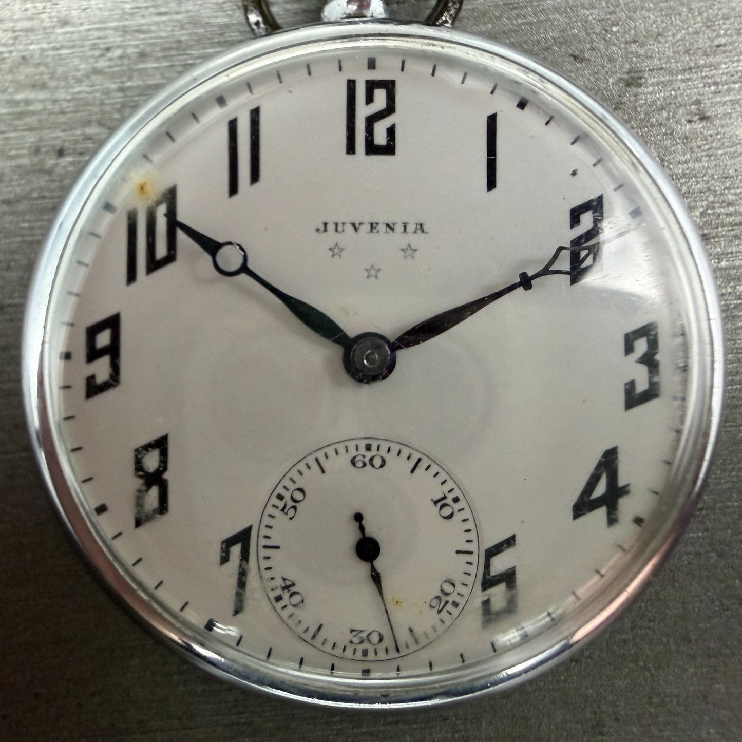 Juvenia Pocket Watch 42mm White Dial Silver TOne PARTS2
